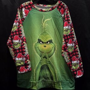 The Grinch Graphic Print Crew Neck Holiday Ugly Christmas Sweater SGreen and Red